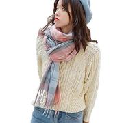 BOEHNER Hiver Chaud Long Plaid écharpe Chale Tartan Couverture Wrap écharpes avec Glands (Rose)