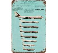 Boeing Poster décoratif vintage en métal Motif avion 20,3 x 30,5 cm