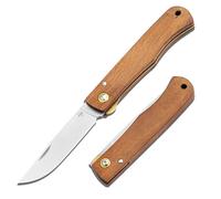 BÖKER PLUS Rusticus - Couteau de poche 42a avec manche en bois - Couteau légal à deux mains avec Linerlock - Couteau pliant EDC classique avec lame Clippoint 420 et pince à ongles