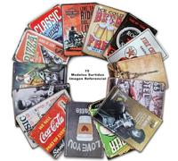 BOEMY Plaques Métalliques Vintage [ Panneaux Métalliques pour Cuisine, Salon, Bureau, Bar, Restaurant... ] Set de 15 Plaques Vintage pour Décoration Rétro Envoi d'Espagne 20 x 30 cm