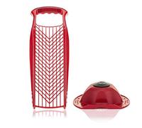 Börner Râpe á Légumes PowerLine + Porte-Fruit (2 Pièces)• Râpe Fine & Grossière • Râpe Double Face pour Légumes, Fruits & Fromage • Coupe-légumes, Râpe à Fromage • Couleur: Rouge
