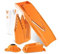 Börner Reston Lloyd Mandoline Slicer V1 (ensemble professionnel) • Trancheuse en V avec 5 réglages d'épaisseur et boîte de rangement • Trancheuse de cuisine réglable pour légumes et fruits • Couleur