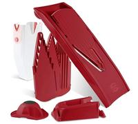 Börner Reston Lloyd Mandoline Slicer V1 (Set professionnel) • Trancheuse en V avec 5 réglages d'épaisseur et boîte de rangement • Trancheuse de cuisine réglable pour légumes et fruits • Couleur