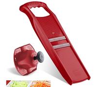 Börner Roko PowerLine Coupe-Légumes Set avec Porte-Fruits (2 pièces) • Coupe-Julienne pour Fruits & Légumes + Porte-Fruit • Râpe Julienne • Set de Mandoline • Couleur: Rouge