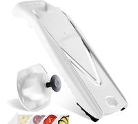Börner V5 PowerLine Mandoline - Kit de base - 4 épaisseurs - Blanc | Avec insert à trancher & poussoir de sécurité - Lames inox affûtées - Pieds antidérapants - Sans BPA - Fabriqué en Allemagne
