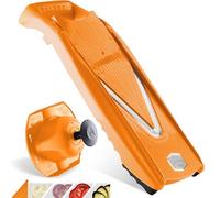Börner V5 PowerLine Mandoline - Kit de base - 4 épaisseurs - Orange | Avec insert à trancher & poussoir de sécurité - Lames inox affûtées - Pieds antidérapants - Sans BPA - Fabriqué en Allemagne