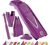 Börner V5 PowerLine Mandoline - Kit Plus - Avec éplucheur - Violet | Avec accessoires supplémentaires - Pour tranches lamelles & dés - Lame en V inox - Mandoline réglable - Fabriqué en Allemagne