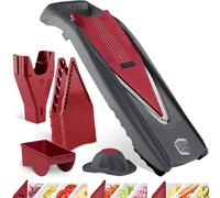 Börner Vital Mandoline - Kit Starter - 10 coupes - Rouleau de marinade | Avec 3 inserts & poussoir de sécurité & boîte - 4 épaisseurs - Lamelles & dés en 2 tailles - Rouleau de marinade
