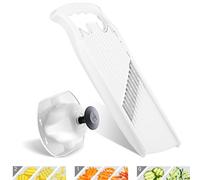 Börner Welle-Waffel PowerLine Coupe-légumes - Kit 2 pièces - Blanc | Avec poussoir - Pour pommes de terre gaufrées & frites - 3 motifs - Vague 7,5 mm & gaufre 6 mm - Fabriqué en Allemagne