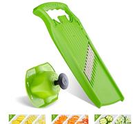Coupe-légumes Onde-Gaufre Börner PowerLine + Porte-Fruit (2 pièces) • Coupe-légumes Ondulé • Coupe Vague & Gaufrette • Set pour Frites & Gaufrettes de Pommes de Terre (Vert)