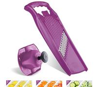 Börner Welle-Waffel PowerLine Coupe-légumes - Kit 2 pièces - Violet | Avec poussoir - Pour pommes de terre gaufrées & frites - 3 motifs - Vague 7,5 mm & gaufre 6 mm - Fabriqué en Allemagne