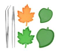 Boerni 4 pièces Bol d'eau de Nourriture de Reptile avec 2 Pinces, Plat d'eau de Tortue Feuille mangeoires de Bol de Nourriture pour Amphibiens Gecko lézard caméléon