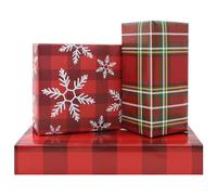 Boerni Lot de 6 feuilles de papier cadeau de Noël, motif flocon de neige rouge et vert, 50,8 x 71,1 cm