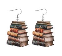Böser Blick Ohrringe Für Wooden Book Color Lightweight Dangle Drop Earrings Handmade Teacher's Day Printing Hook Earrings For Women Jewelry Creolen Kreuz Ohrringe Für Männer, Einheitsgröße, Wood, Pas