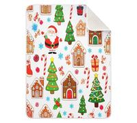 BOESI Couverture pour bébé, motif sapin de Noël et pain d'épices, douce et confortable, unisexe, pour berceau, poussette, déambulateur, matelas