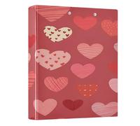 BOESI Doodle Classeur à anneaux en forme de cœur coloré avec presse-papiers, classeur à anneaux en D de 3,8 cm, organiseur de documents en PVC résistant à l'eau avec clip en métal pour bureau et