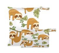 BOESI Lot de 2 Sacs de Rangement secs et humides, imperméables et réutilisables, pour Voyage, Plage, Piscine, Couches, Articles de Toilette, Paresseux Mignons, Jolis Paresseux, Taille Unique, Moderne