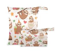 BOESI Lot de 2 Sacs de Rangement secs et humides, imperméables et réutilisables, pour Voyage, Plage, Piscine, Couches, Articles de Toilette, Paresseux Mignons, Jolis Paresseux, Taille Unique, Moderne