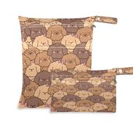 BOESI Lot de 2 Sacs de Rangement secs et humides, imperméables et réutilisables, pour Voyage, Plage, Piscine, Couches, Articles de Toilette, Chiens Mignons, Jolis Chiens., Taille Unique, Moderne