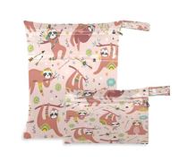 BOESI Lot de 2 Sacs de Rangement secs et humides, imperméables et réutilisables, pour Voyage, Plage, Piscine, Couches, Articles de Toilette, Paresseux Mignons, Jolis Paresseux, Taille Unique, Moderne