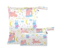 BOESI Lot de 2 Sacs de Rangement secs et humides, imperméables et réutilisables, pour Voyage, Plage, Piscine, Couches, Articles de Toilette, Motif Lama Doux, Lama Doux, Taille Unique, Moderne