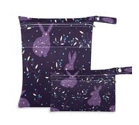 BOESI Lot de 2 Sacs de Rangement secs et humides, imperméables et réutilisables, pour Voyage, Plage, Piscine, Couches, Articles de Toilette, Lapins célestes Magiques, Lapins célestes Magiques, Taille