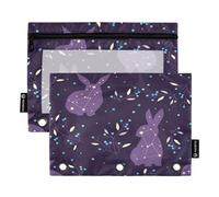 BOESI Magic Celestial Rabbits Lot de 2 pochettes pour classeur, tableau de conférence avec fenêtre transparente zippée pour la maison et le bureau