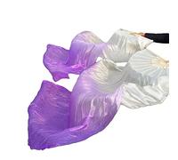 BOEYAA Long éventail de danse orientale en soie avec dégradé de couleur pour danse orientale, 150 cm (blanc violet - gauche)