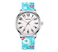 BOFAN Montre d'infirmière pour infirmière, Professionnels de la santé, étudiants, médecins avec Cadran Facile à Lire, Aiguille des Secondes et 24 Heures, Bracelet en Silicone Doux et Confortable