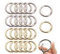 Bofanze 20 Pcs Mousqueton Rond 40mm, Robuste Mousqueton Rond Sac A Main, Gros Boucle à Ressort Ronde, Epaisseur du Fil 4mm, Alliage De Zinc Snap Ressort Anneau Boucle pour Sacs Porte-clés (Or Argent)