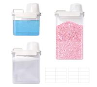 Bofanze 3 Pièces Distributeur Lessive Liquide Hermétique 2,5 L 1,8L 1,3L Rangement Lessive Multi-usages avec Verre Doseur et Étiquette Boîte de Rangement de Poudre à Laver, de Céréales Sucre Muesli