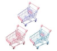 Bofanze 3 Pièces Mini Caddie de Courses Caddie Métal Supermarché | Tricolore, mini, simulation, métal, rangement, décoration de bureau