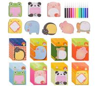 Bofanze 40 PCS Notes Adhésives en Forme Animaux,800 Feuilles Mini Notes Autocollantes Mignon,Notes Adhésives Colorées Self Sticky Notes avec 12 Stylos pour L'école, Cadeaux pour Enfants