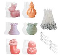 Bofanze 6 Pièces Moule à Bougie de Noël Moule Silicone de Noel DIY Bougies moule de Coulée en Silicone Moulage Christmas Resin Molds Moules Résine Époxy pour bougies, Savons et Travaux Manuels DIY
