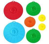 Bofanze 7 Pièces Couvercles à Ventouse en silicone Set Couvercle silicone Alimentaire couvercle Fraîcheur en Silicone Couvercles Hermétique Nourriture pour Tasses, Bols, Poêles (5 tailles)