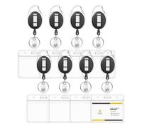 Bofanze 8 pièces Porte Badge avec Enrouleur, Étanche Porte-badges Plastique Souple Porte Carte Badge Transparente avec Clip Rétractable pour Carte de Visite Carte de Bus Carte de Cantine, Clés