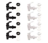 Bofanze 8 Pièces Robinet Distributeur de Boissons en Plastique Robinet de Rechange pour Distributeur de Boisson Robinet de Tonneau Robinets pour tonneau à bière, jus, Fontaine à Boire (Noir, Blanc)