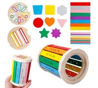 Bofanze Jouets en Bois à Trier Les Couleurs et Les Formes, Jeux Montessori en Bois 1 à 3 Ans, Jeu de Tri et Empilage de Bâtonnets de Couleur, Jouet en Bois Naturel Éducatif pour Cadeau Fille Garcon