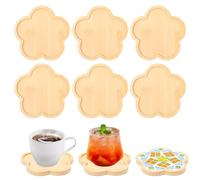 Bofanze Lot de 6 Dessous de Verre Bois Dessous de Verre en Mosaïque Assiette à Bougie sous Verres en Bois pour Boissons Plateau Décoratif Vides pour Le Café, Le Jus, Le Bricolage DIY