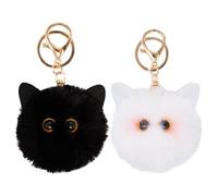 Bofanze Porte-clés Chat en Peluche - 2 Pièces Pendentif Mignon avec Anneau en Métal pour Sacs à Dos