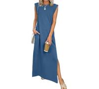 BOFETA Femmes Robe De Poches Confortables Robe Maxi élégante Ardoise Bleu S
