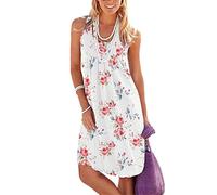 BOFETA Femmes Robe Plissée À Col Ras du Cou D'Été À La Mode Swing Robe Florale