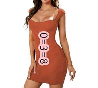 BOFETA Femmes Slim Fit Club Robe Bodycon Taille Haute Robes Courtes De Couleur Solide Orange Red 17XL