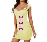 BOFETA Femmes Slim Fit Club Robe Bodycon Taille Haute Robes Courtes De Couleur Solide Yellow 17XL