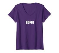 Boffo - Typographie de Mots drôles T-Shirt avec Col en V, Femme, Violet, L