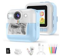 BOFIDAR Appareil photo pour enfants, jouets à impression instantanée pour tout-petits, appareil photo imprimable pour enfants, caméra selfie bleue, cadeau de Noël et d'anniversaire pour filles et