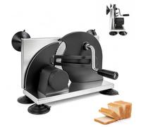 BOFITENG Coupe-pain manuel avec ventouses, épaisseur de coupe réglable de 1 à 15 mm, base pliable pour pain, lame en acier de qualité supérieure pour pain, fromage, saucisses, noir