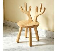 BOFITENG Petite Chaise Enfant en Bois Massif, Tabouret sur Pied, Oreilles de Lapin, 45 x Ø 26 cm, pour Chambre d'enfant (Bois de cerf)