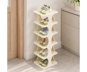 BOFITENG Petite étagère à chaussures à 6 niveaux avec motif dinosaure | Étagère à chaussures verticale étroite pour entrée, couloir, salon, petits espaces