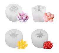 BOFRHME 4 PièCes Moules en Silicone pour Bougies, Moules de Moulage de RéSine Moule Plantes Succulentes pour la Fabrication de Savon de Bougie de Bricolage et D'Artisanat en RéSine éPoxy